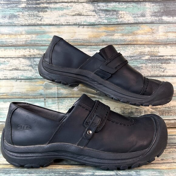 Keen Shoes - Keen Slip On Shoes Womens Size 10.5W Black Leather Casual Loafers Sneakers